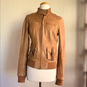 Lucky Brand VTG Camel Leather Jacket